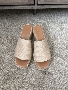 Woven Slide Mules in Beige - Women